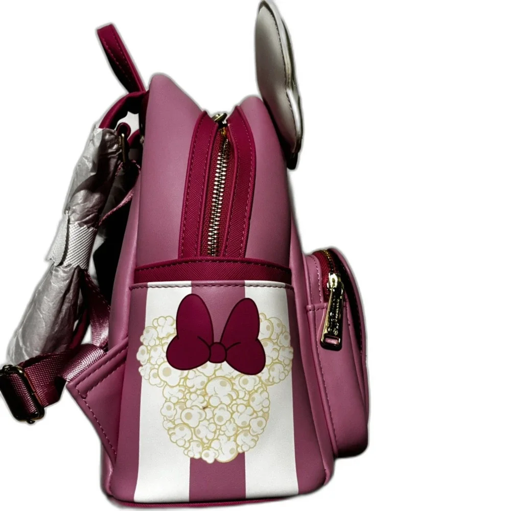 Loungefly Disney Minnie Mouse Mini Backpack Pink & White Popcorn Ears NWT